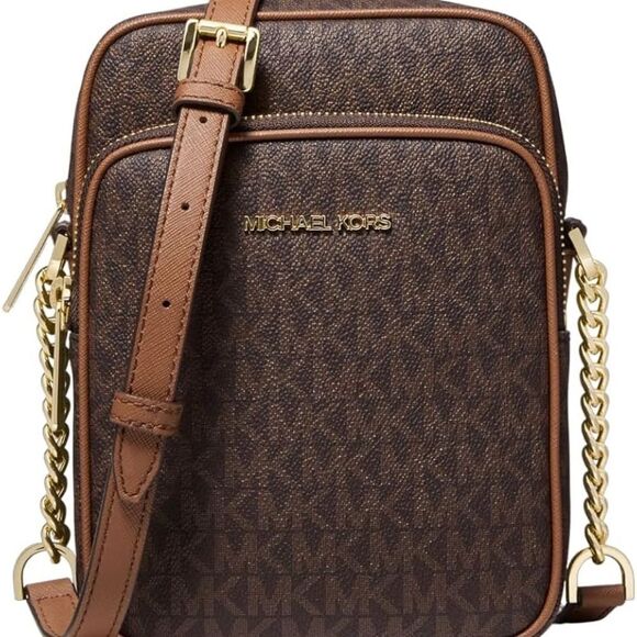 Michael Kors Jet Set Travel Medium Logo Crossbody Bag Brown NWT in packaging - Picture 1 of 9